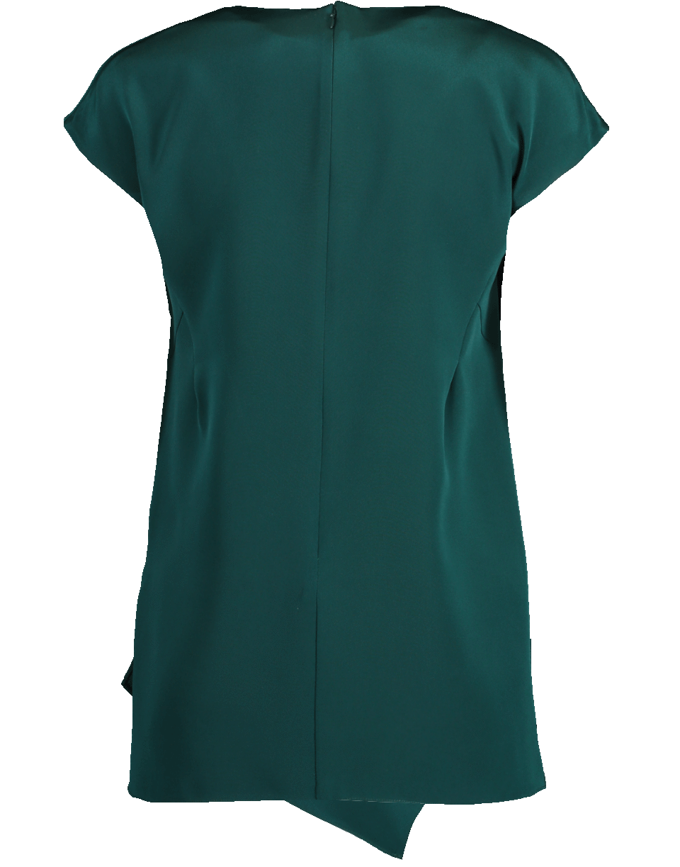ADAM LIPPES-Emerald Silk Crepe Cowl Neck Top-