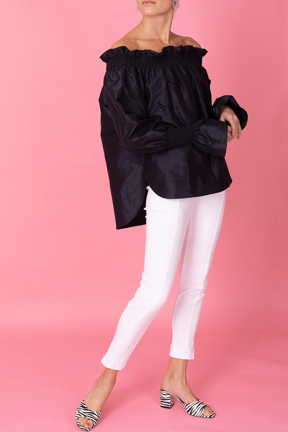 ADAM LIPPES-Off The Shoulder Top - Navy-
