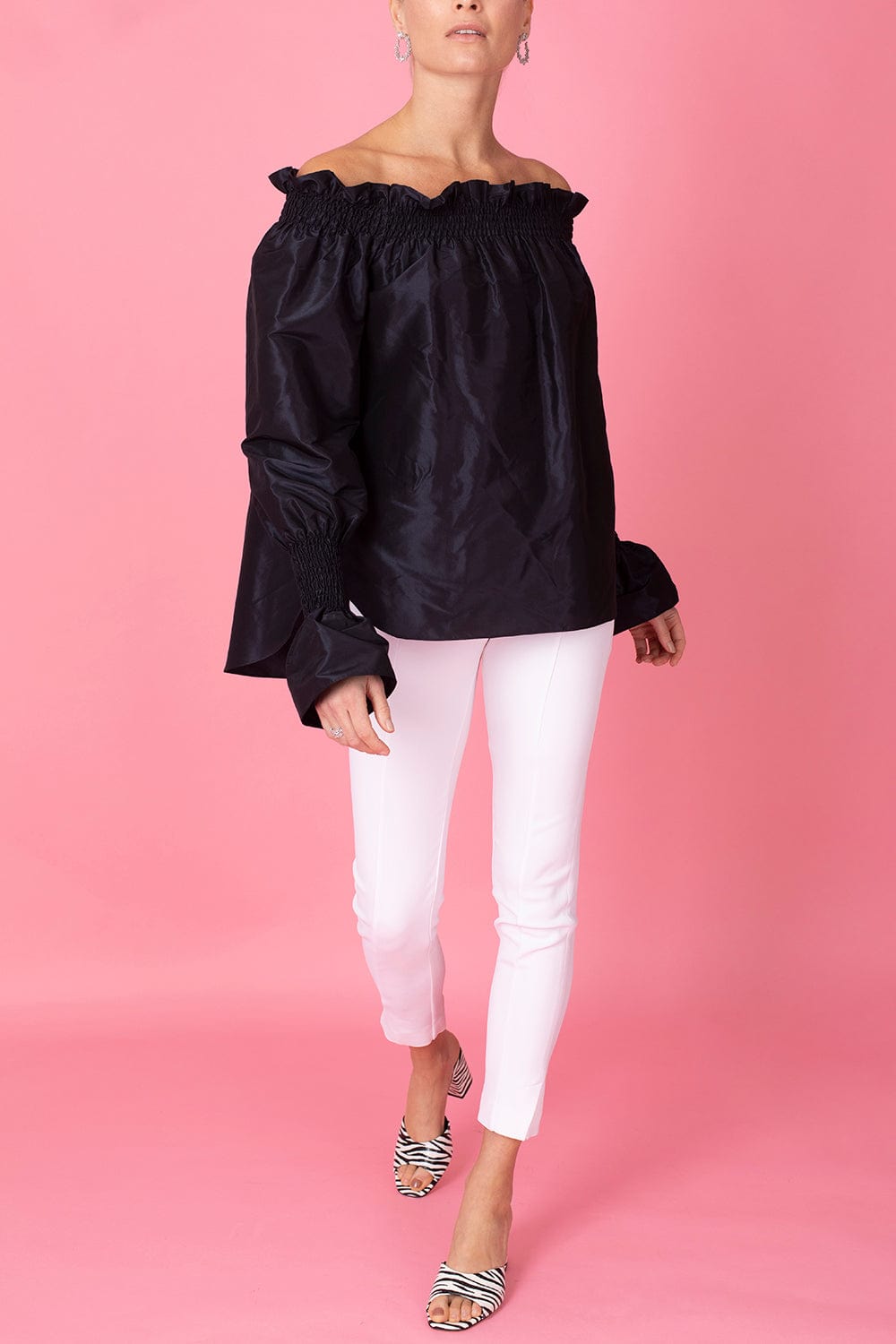 ADAM LIPPES-Off The Shoulder Top - Navy-