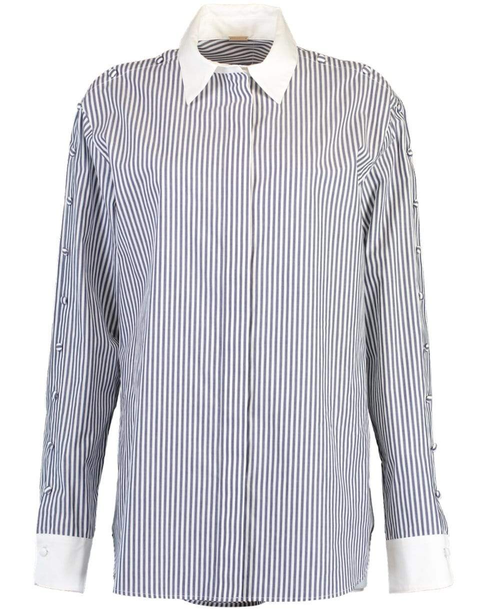 ADAM LIPPES-Button Sleeve Stripe Shirt-
