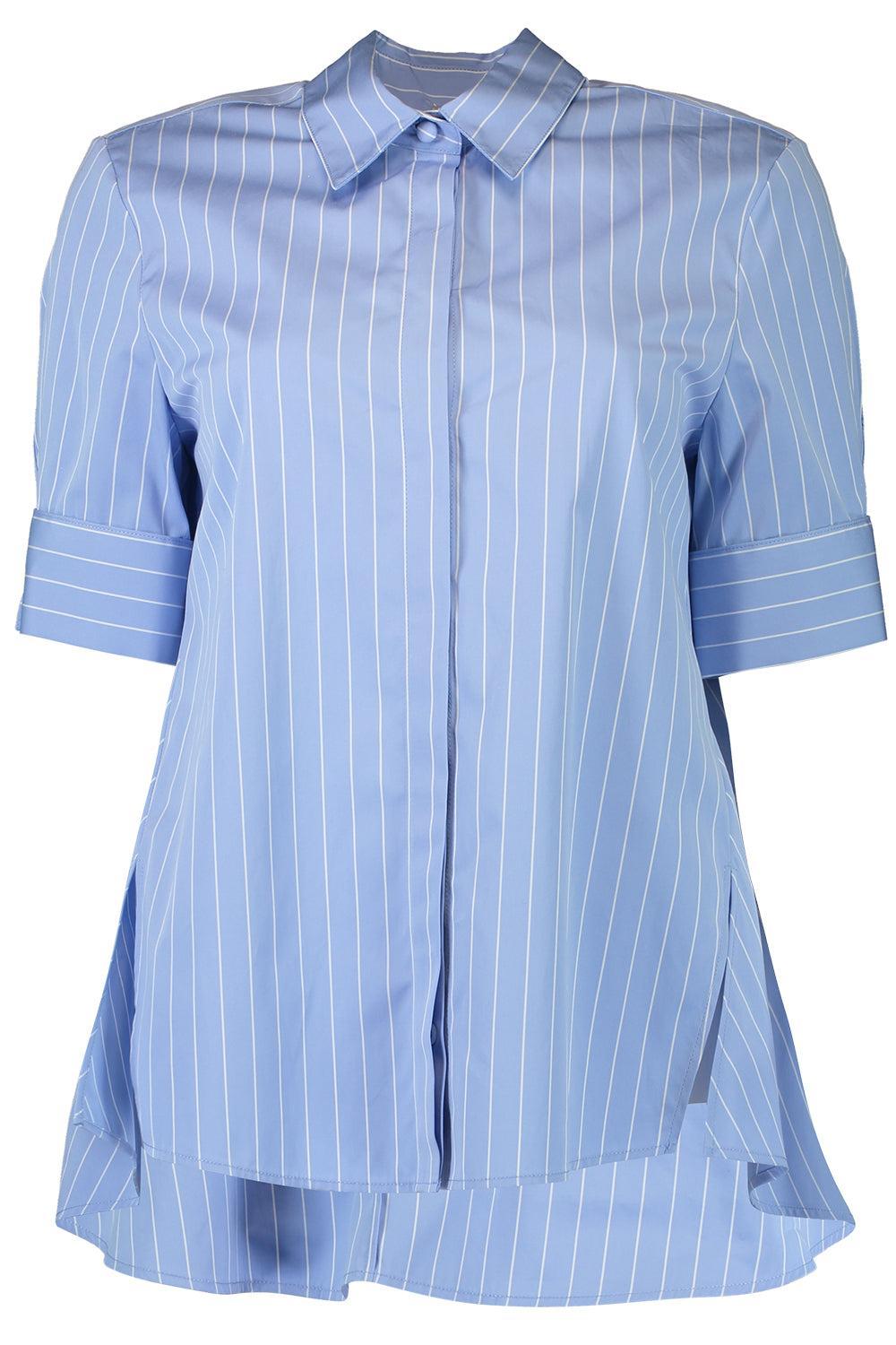 Stripe Trapeze Shirt-PLEBLUWH-4-CLOTHINGTOPBLOUSE-ADAM LIPPES