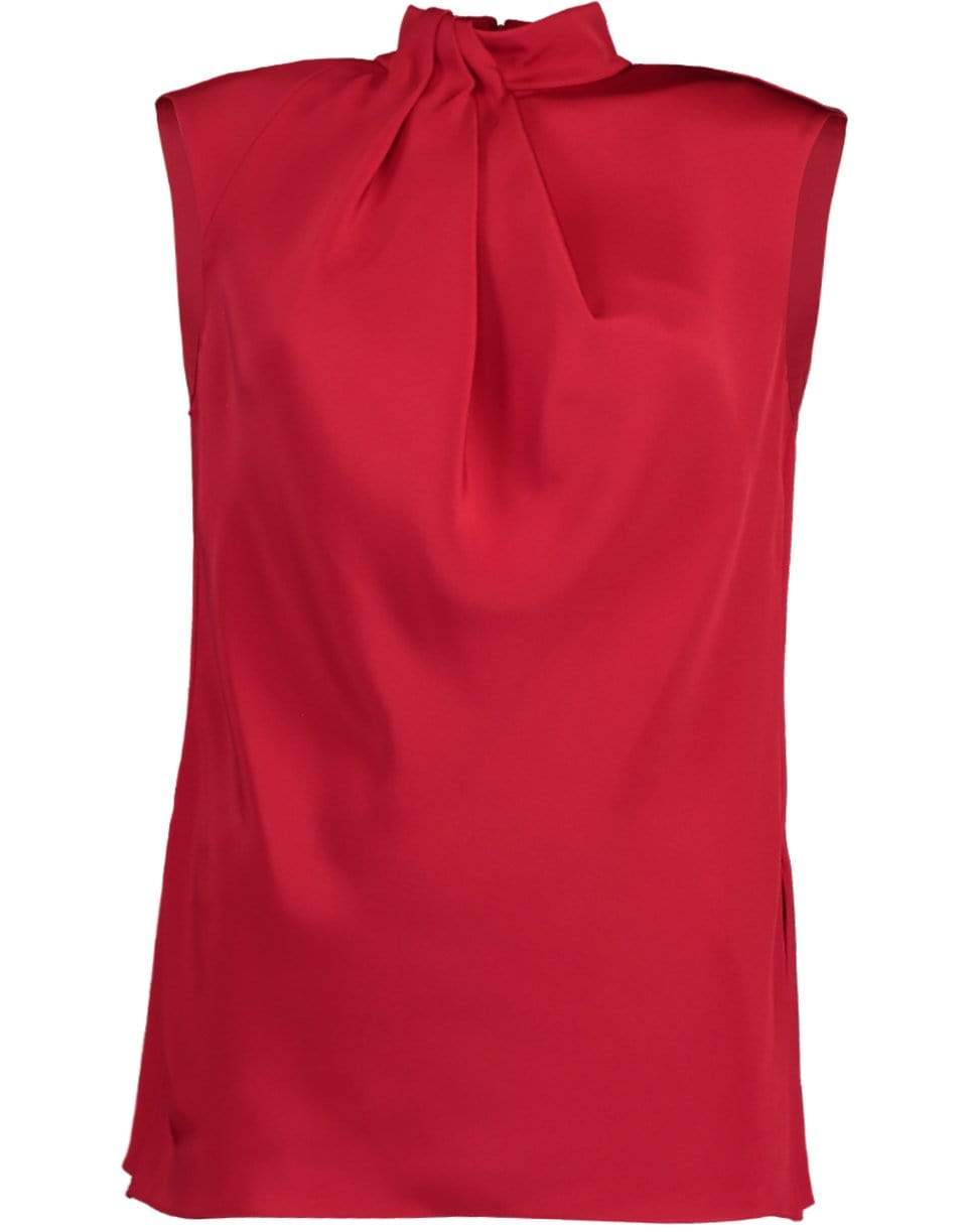 ADAM LIPPES-Sleeveless Gathered High Neck Silk Top-
