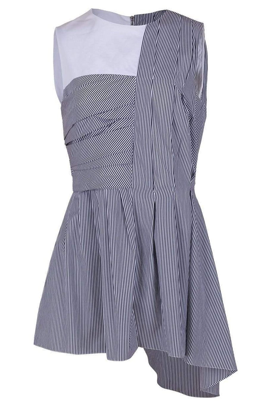 ADAM LIPPES-Sleeveless Crewneck Pleat Top-WHITE