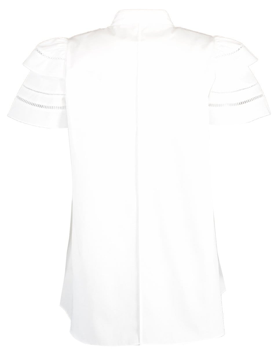 ADAM LIPPES-Short Sleeve Embroidered Trim Trapeze Top-