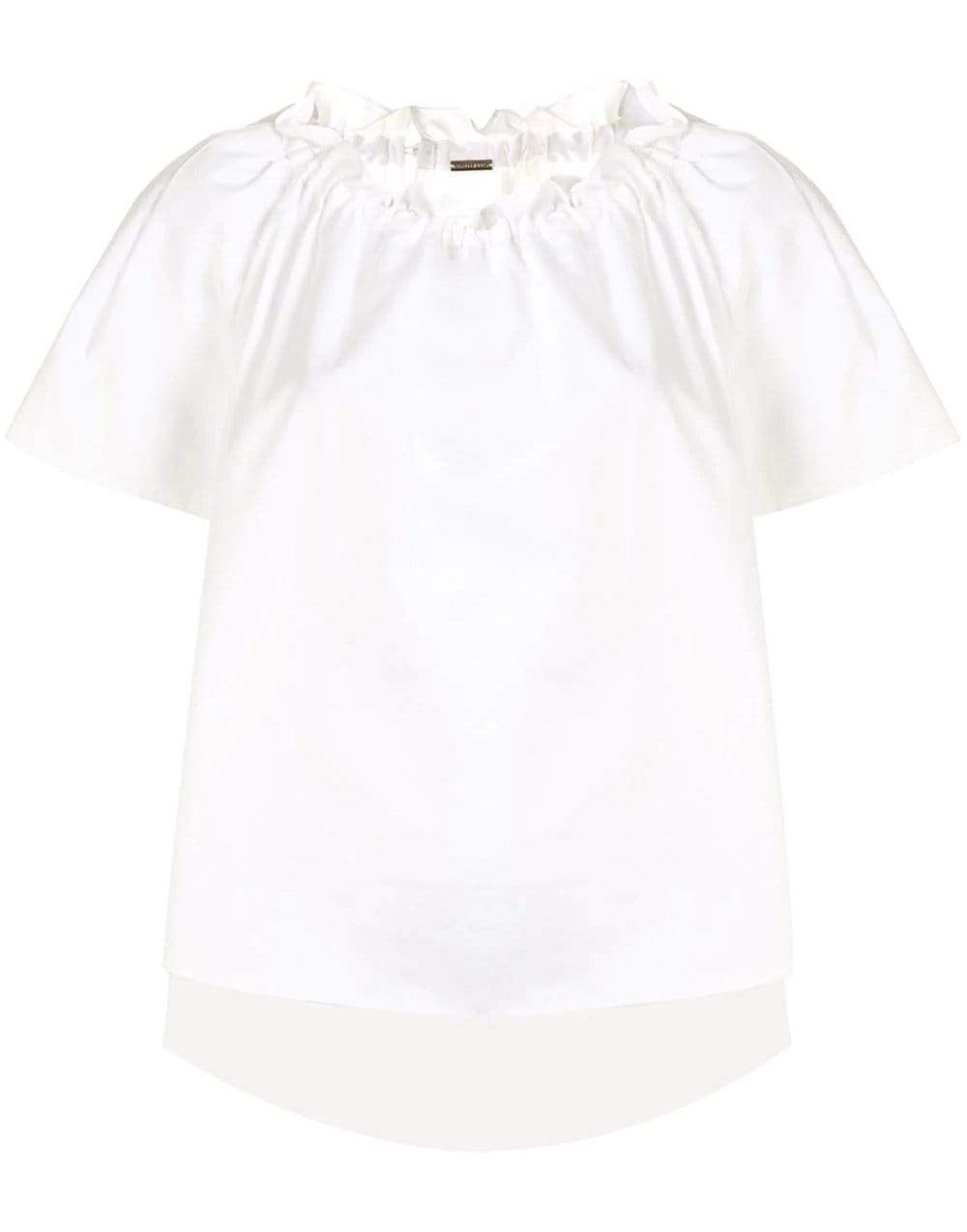 ADAM LIPPES-Shirred Neck Cotton Top-