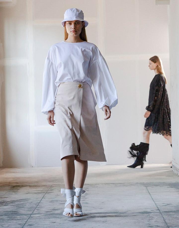 ADAM LIPPES-Cotton Shirred Back Top-
