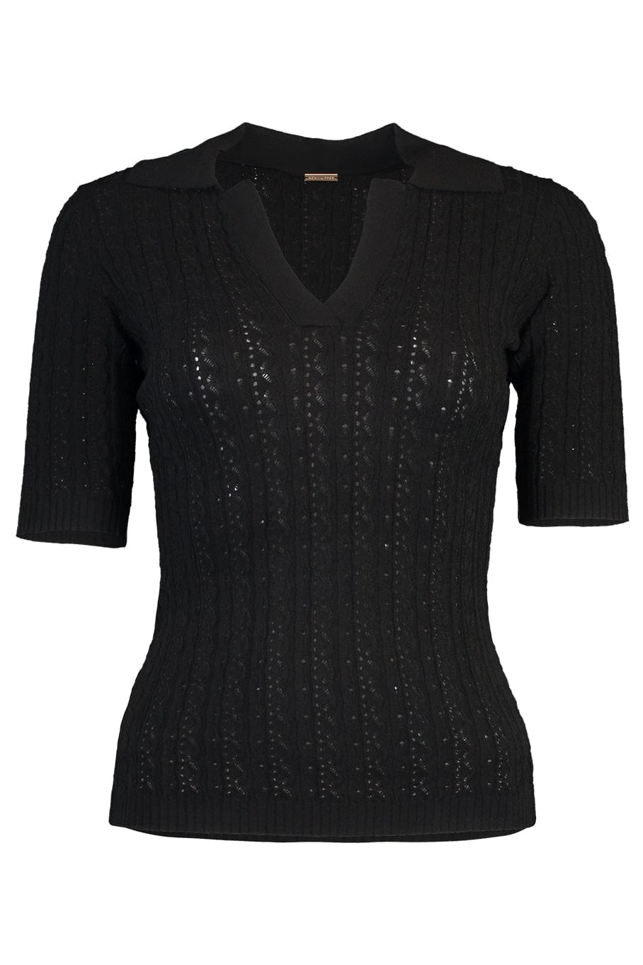 ADAM LIPPES-Short Sleeve Polo - Black-