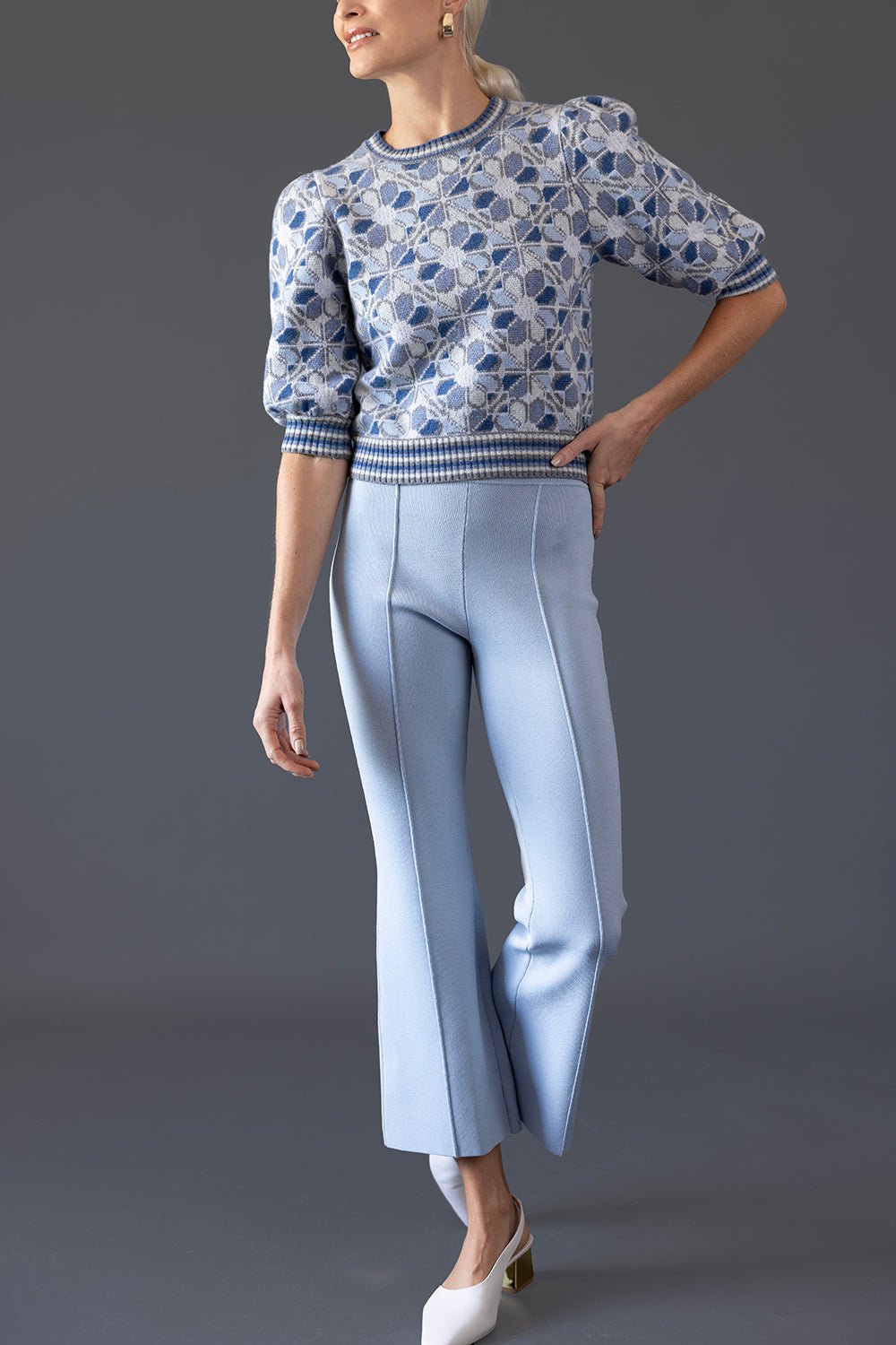 ADAM LIPPES-Rose Medallion Puff Sleeve Top-
