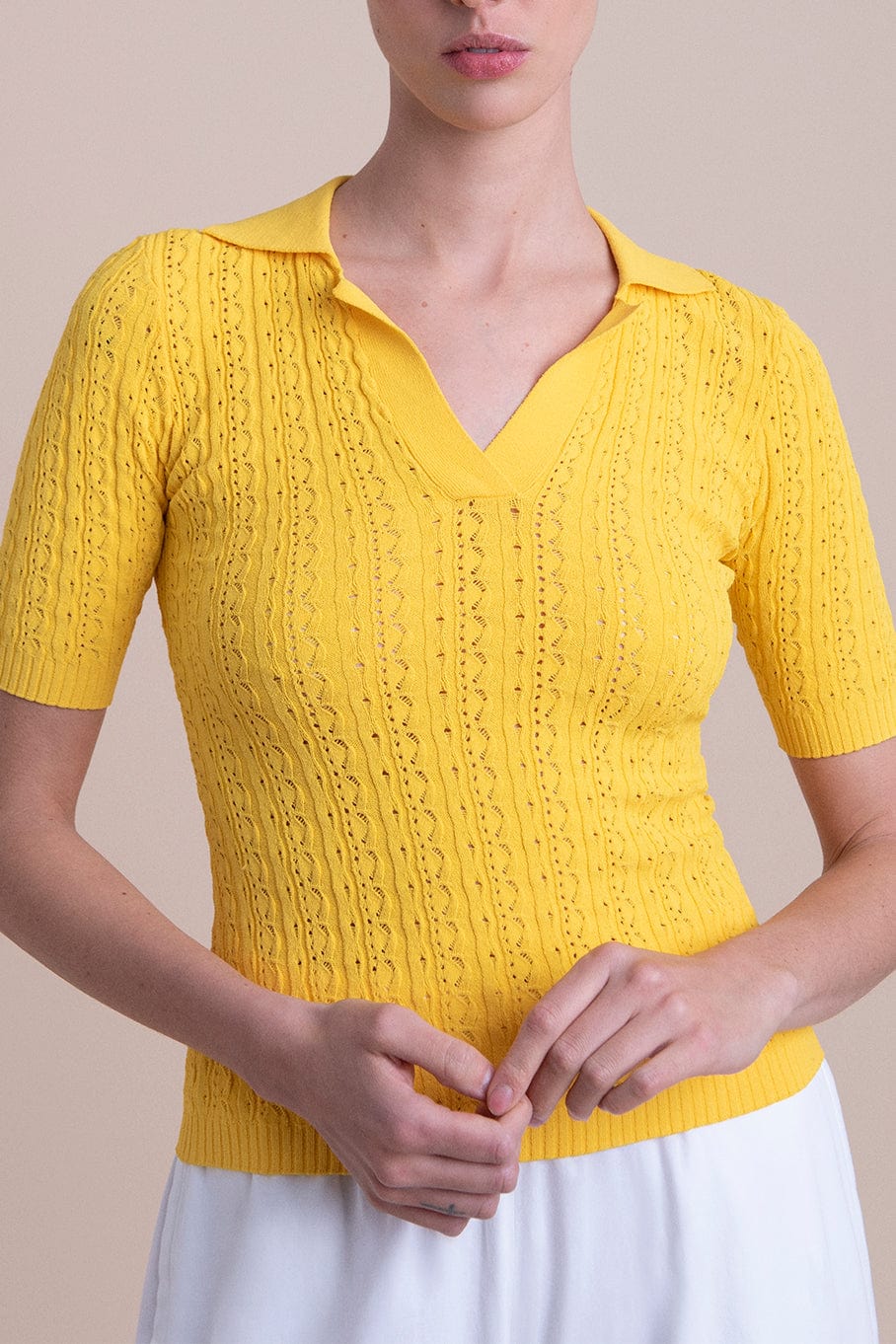 ADAM LIPPES-Short Sleeve Polo - Citron-
