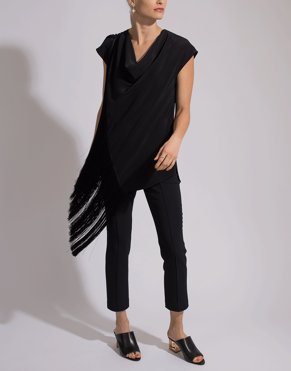 ADAM LIPPES-Fringe Top-BLACK