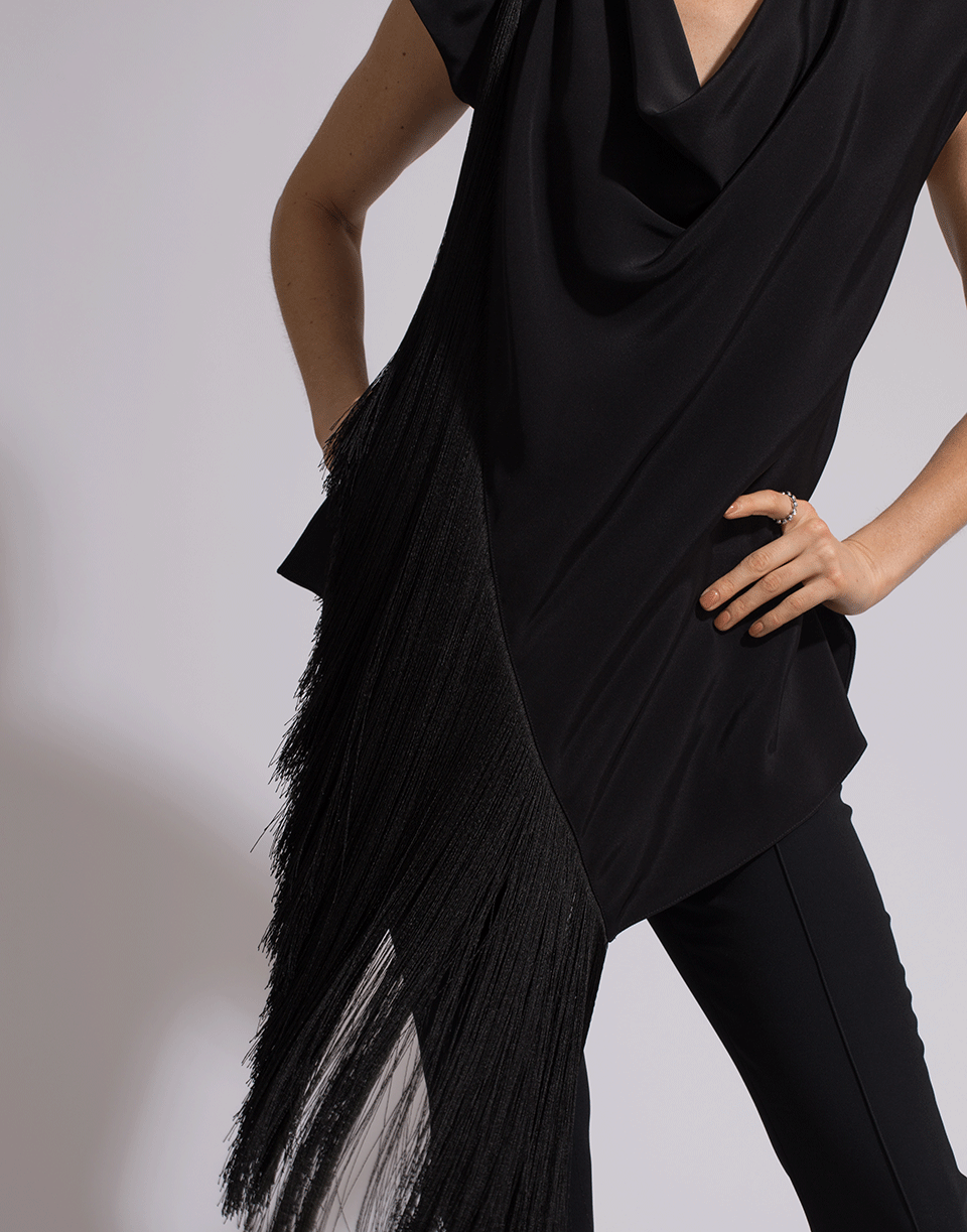 ADAM LIPPES-Fringe Top-BLACK