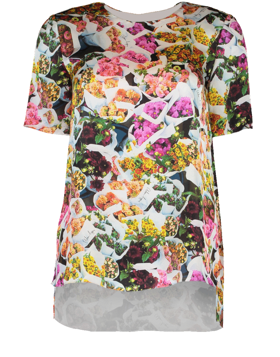 ADAM LIPPES-Printed Satin Chiffon T-Shirt-