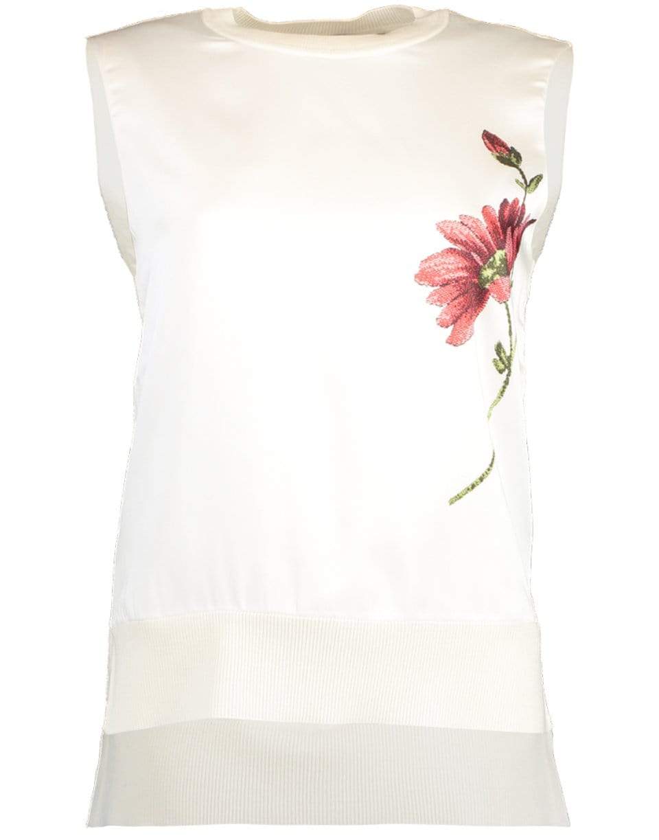 ADAM LIPPES-Floral Print Slik Front Shell Top-