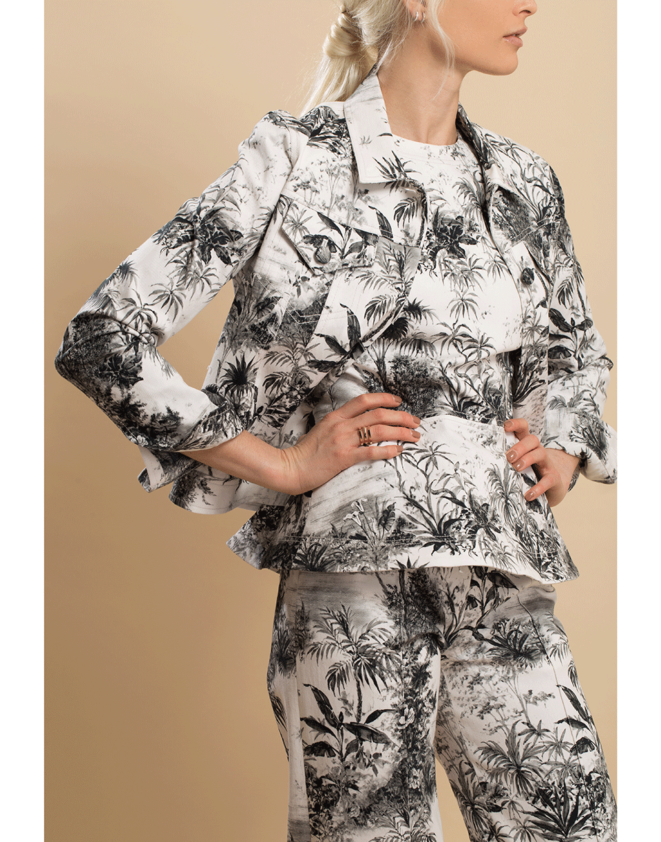 ADAM LIPPES-Printed Twill Peplum Top-