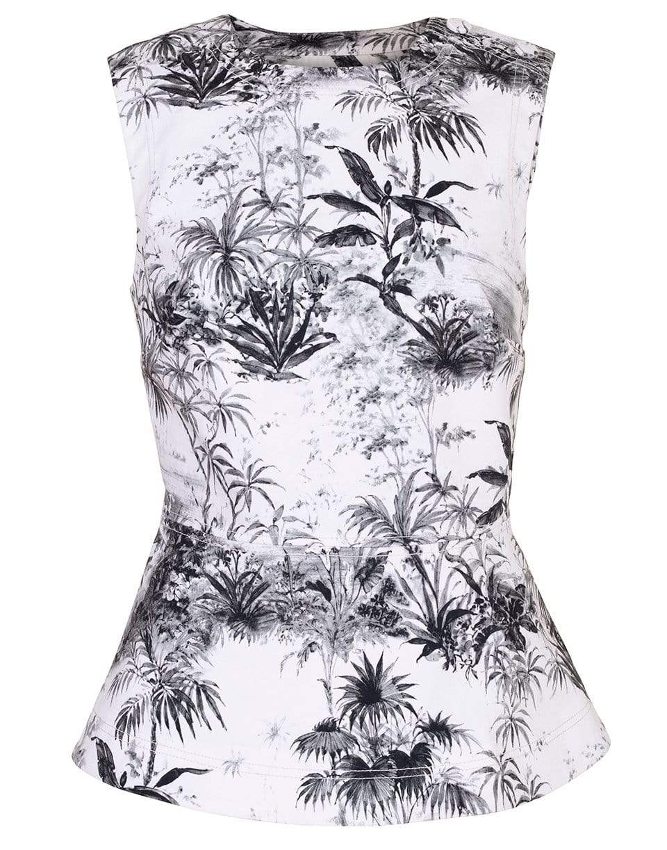 ADAM LIPPES-Printed Twill Peplum Top-