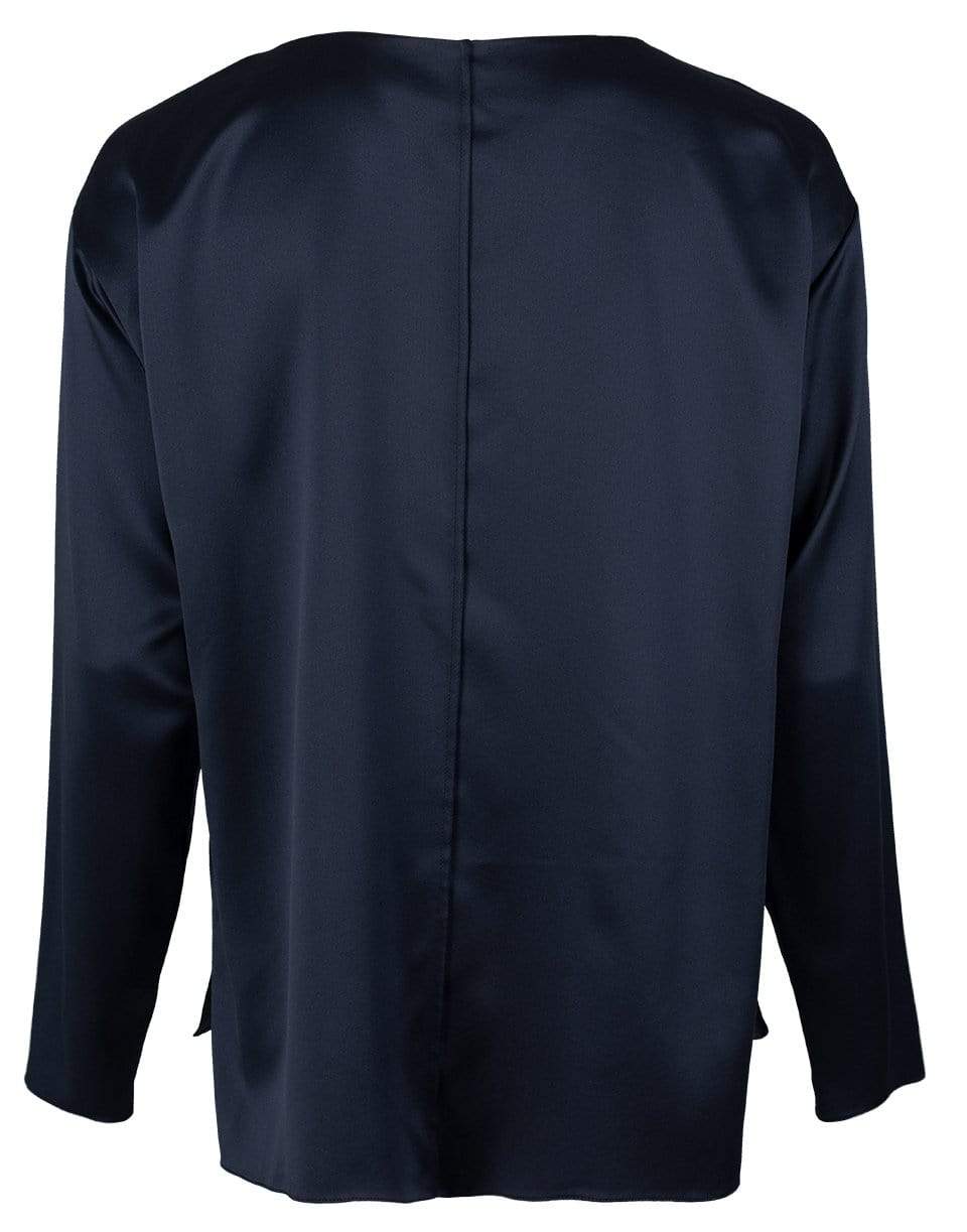 ADAM LIPPES-Navy Silk Cowl Neck Top-