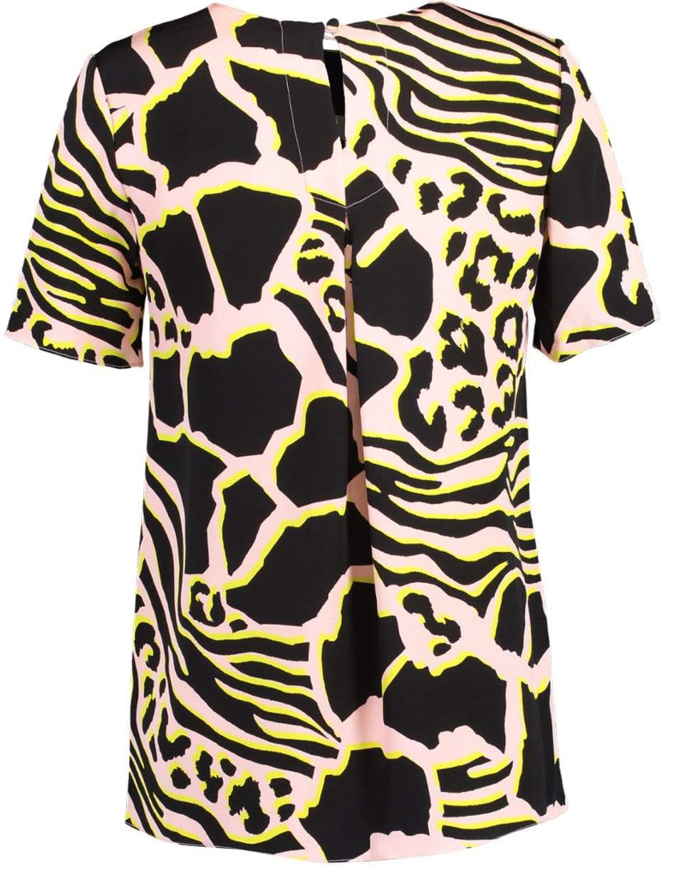 ADAM LIPPES-Short Sleeve Pleated Back Print Top-
