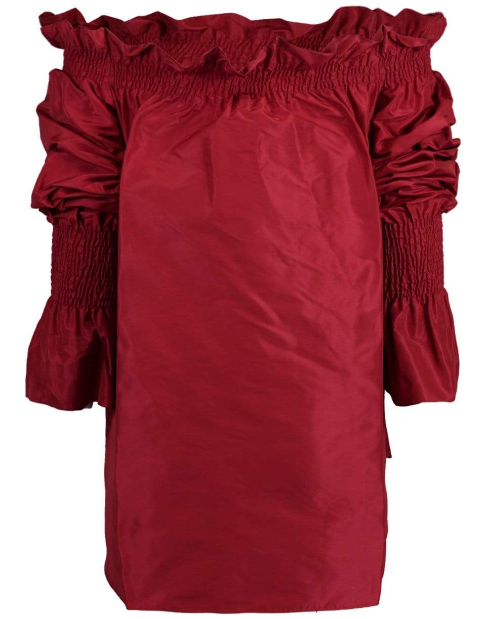 ADAM LIPPES-Rust Tafetta Off-The-Shoulder Top-