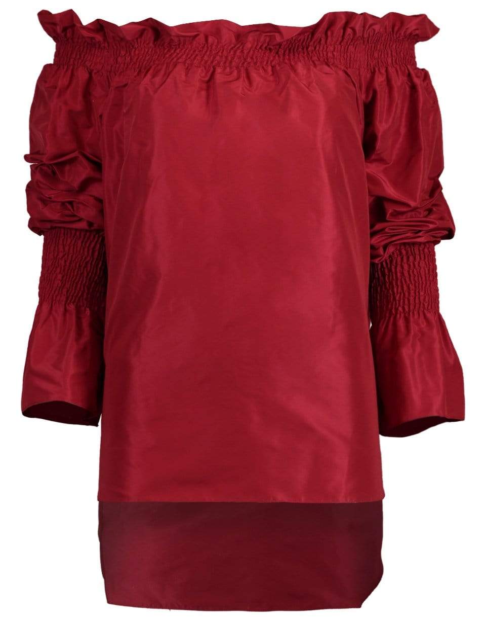 ADAM LIPPES-Rust Tafetta Off-The-Shoulder Top-