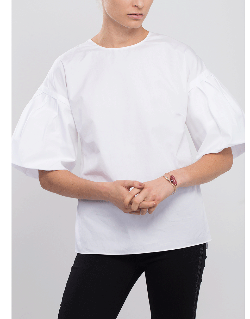 ADAM LIPPES-Flutter Sleeve Poplin Top-