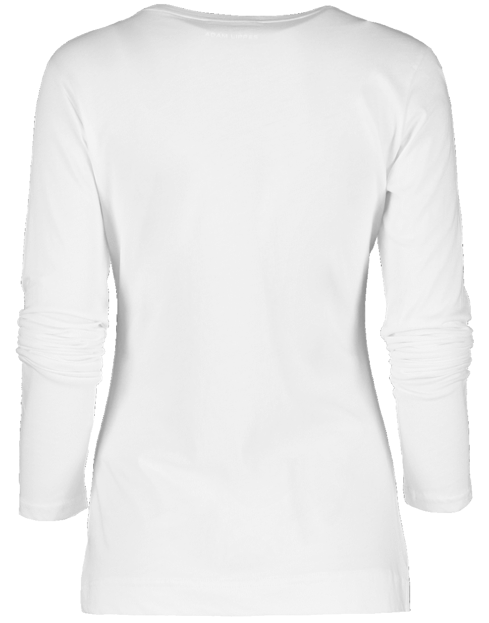 ADAM LIPPES-White Long Sleeve Crewneck T-Shirt-