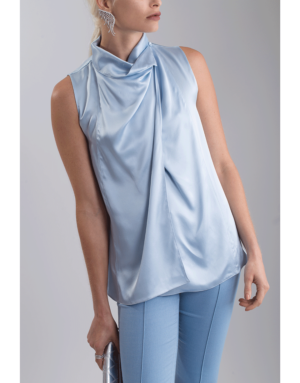 ADAM LIPPES-Silk Cowl Neck Blouse-