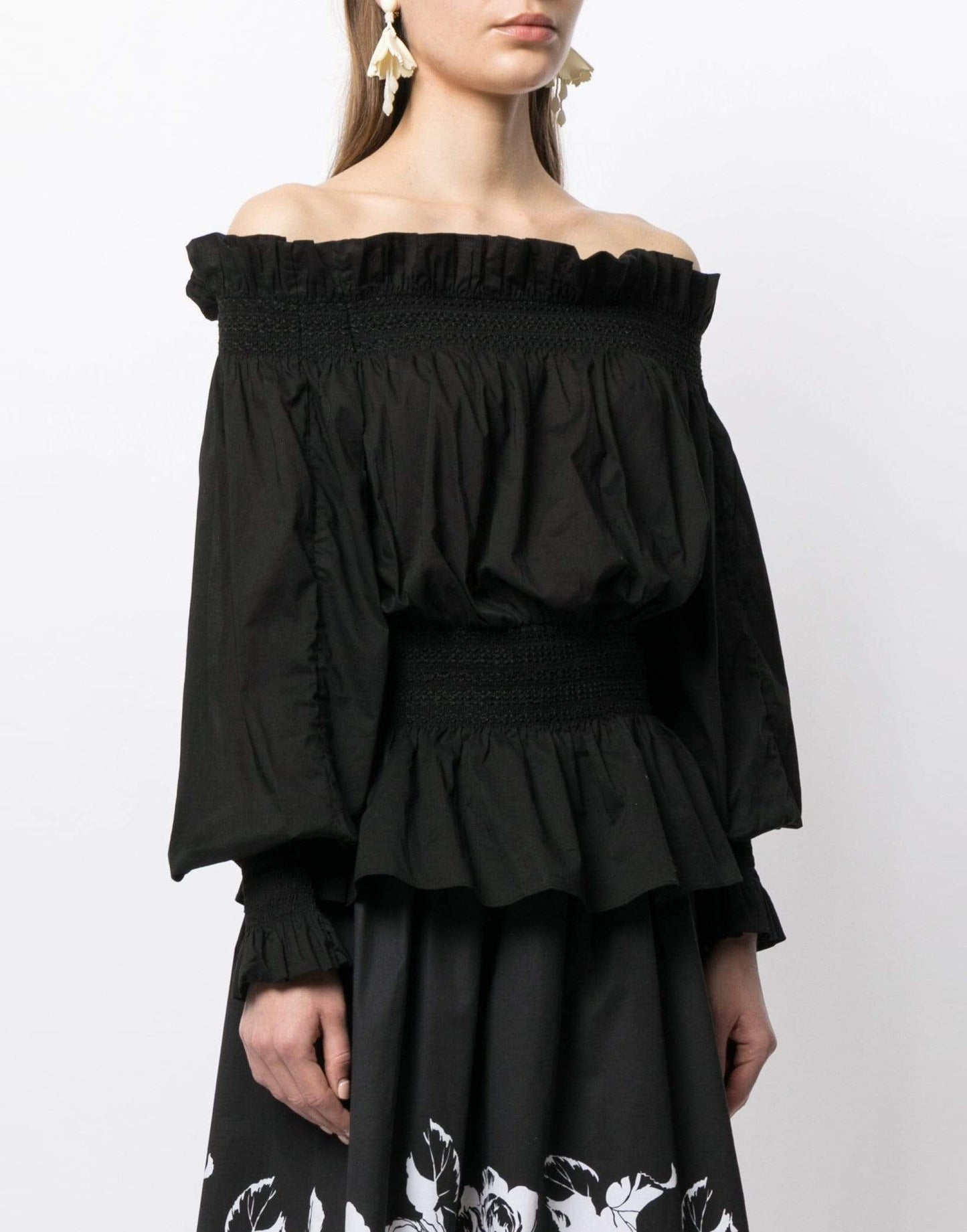 ADAM LIPPES-Off The Shoulder Top In Silk Cotton Voile-