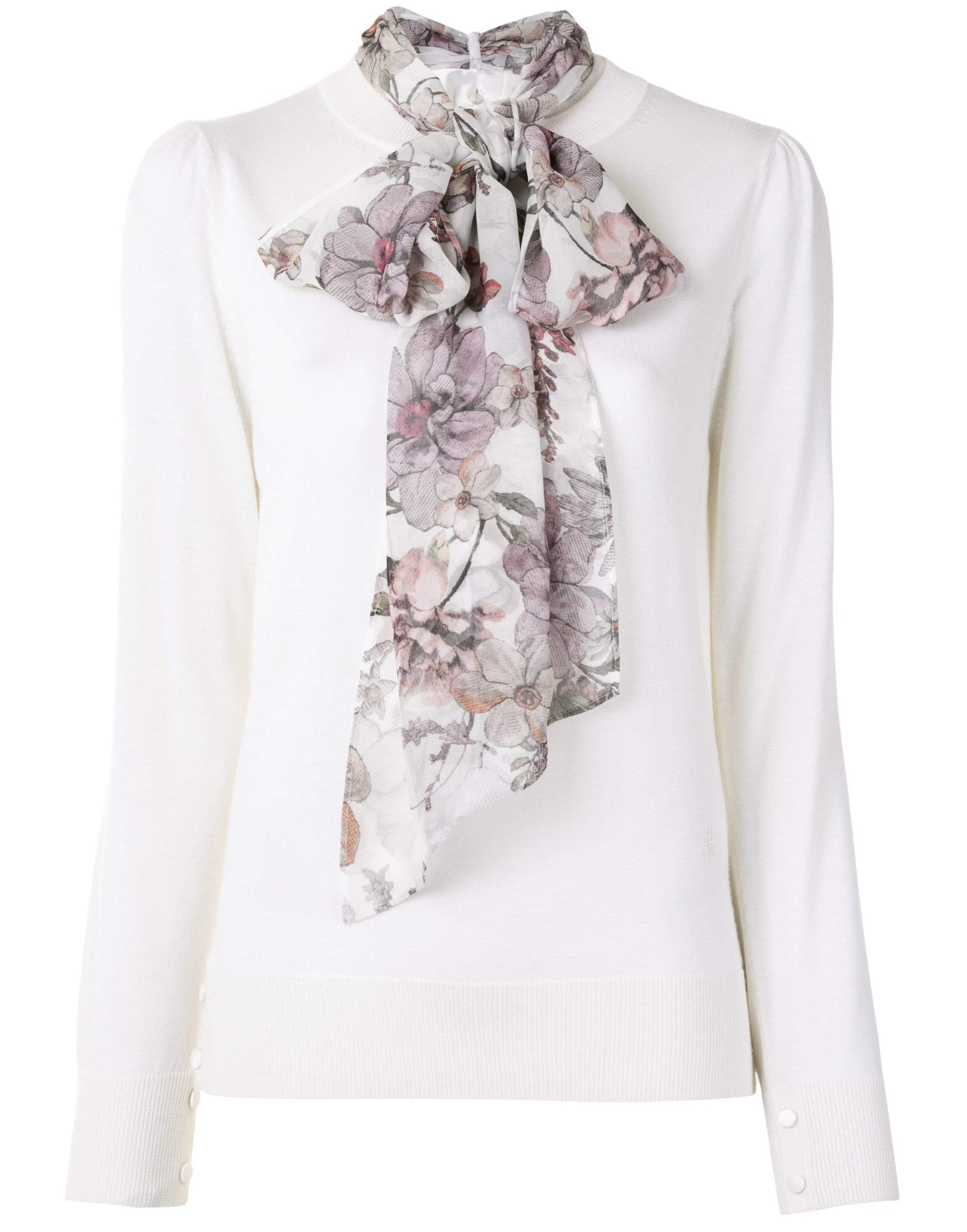 ADAM LIPPES-Wool Crewneck Sweater With Removable Silk Scarf-