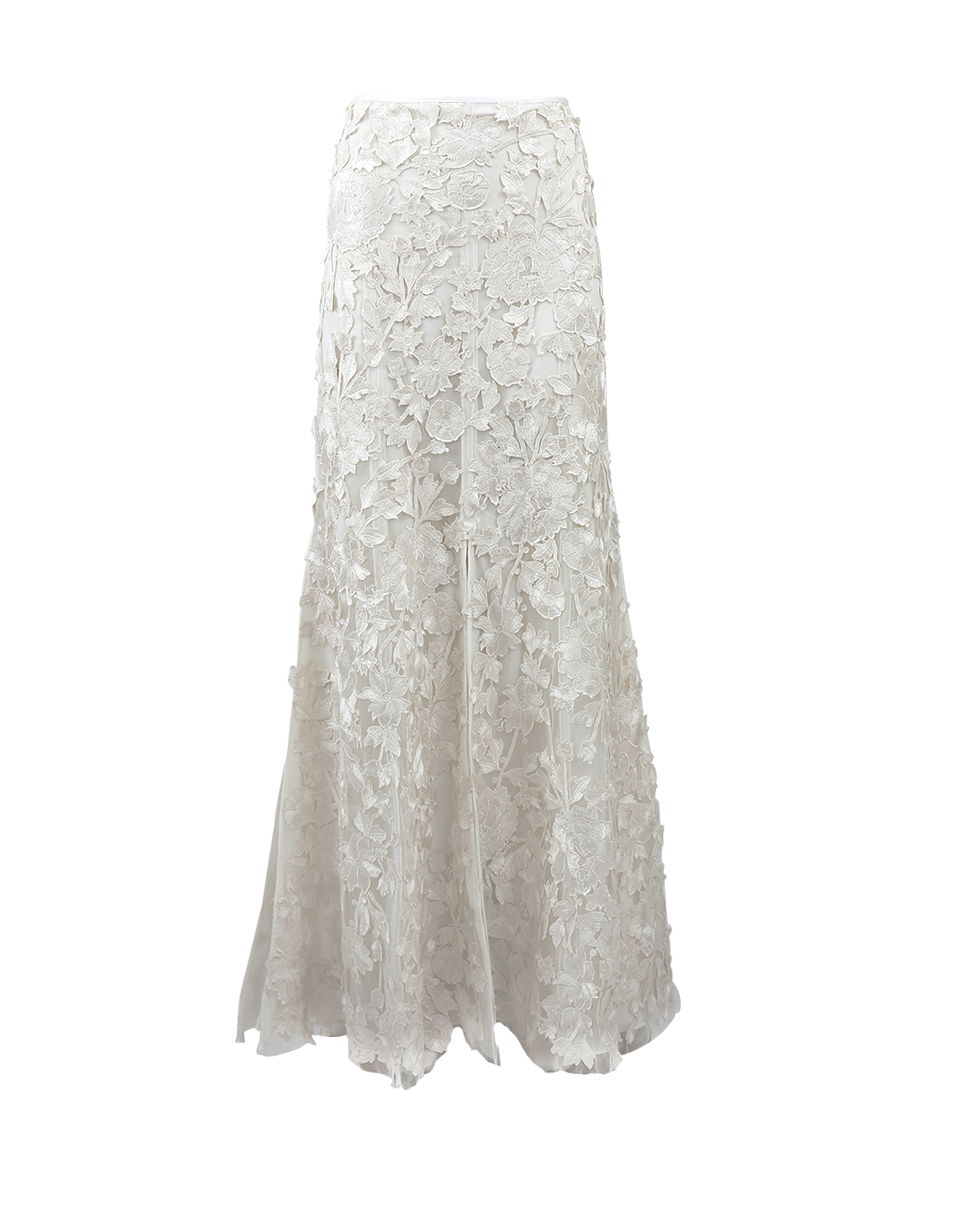 ADAM SELMAN-Lace Slip Skirt-MILK