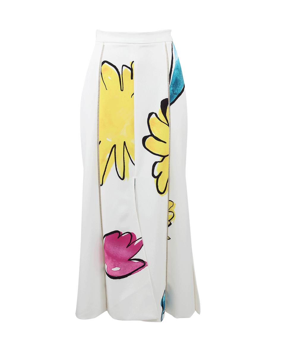ADAM SELMAN-Floral Print Slip Skirt-MILK