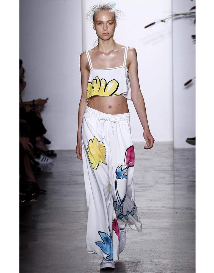 ADAM SELMAN-Floral Crop Top Tank-MILK