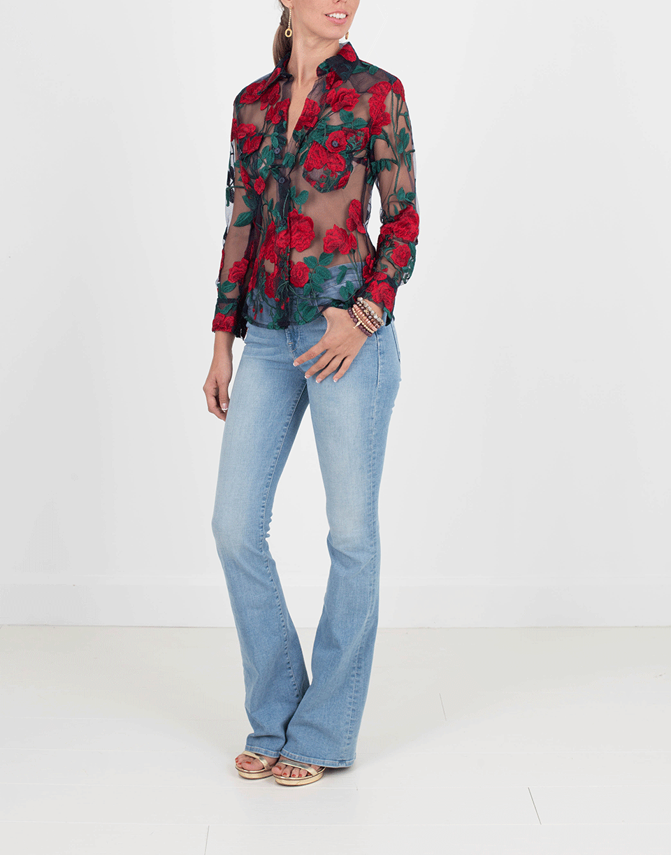 ADAM SELMAN-Cowgirl Embroidered Tulle Shirt-