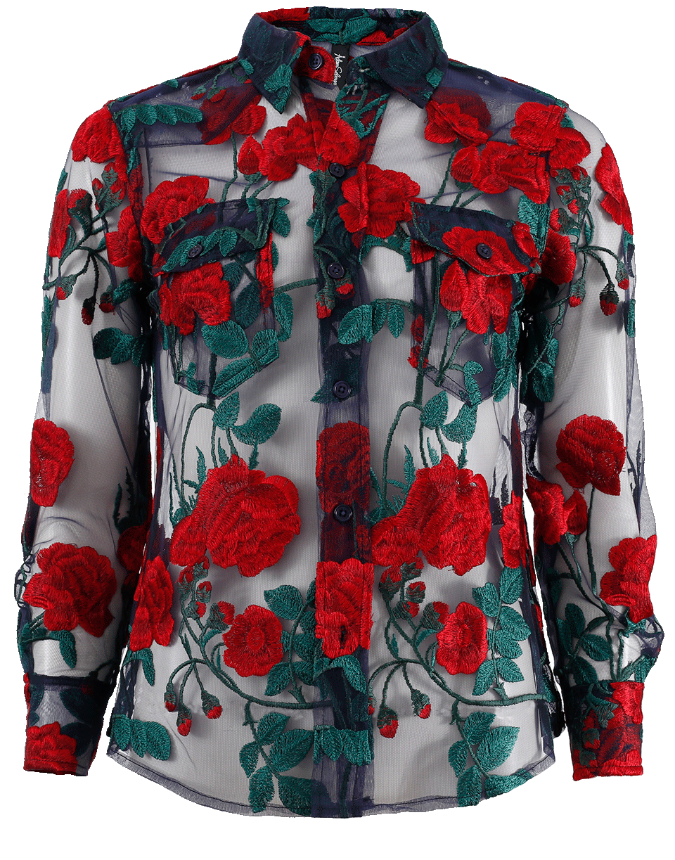 ADAM SELMAN-Cowgirl Embroidered Tulle Shirt-