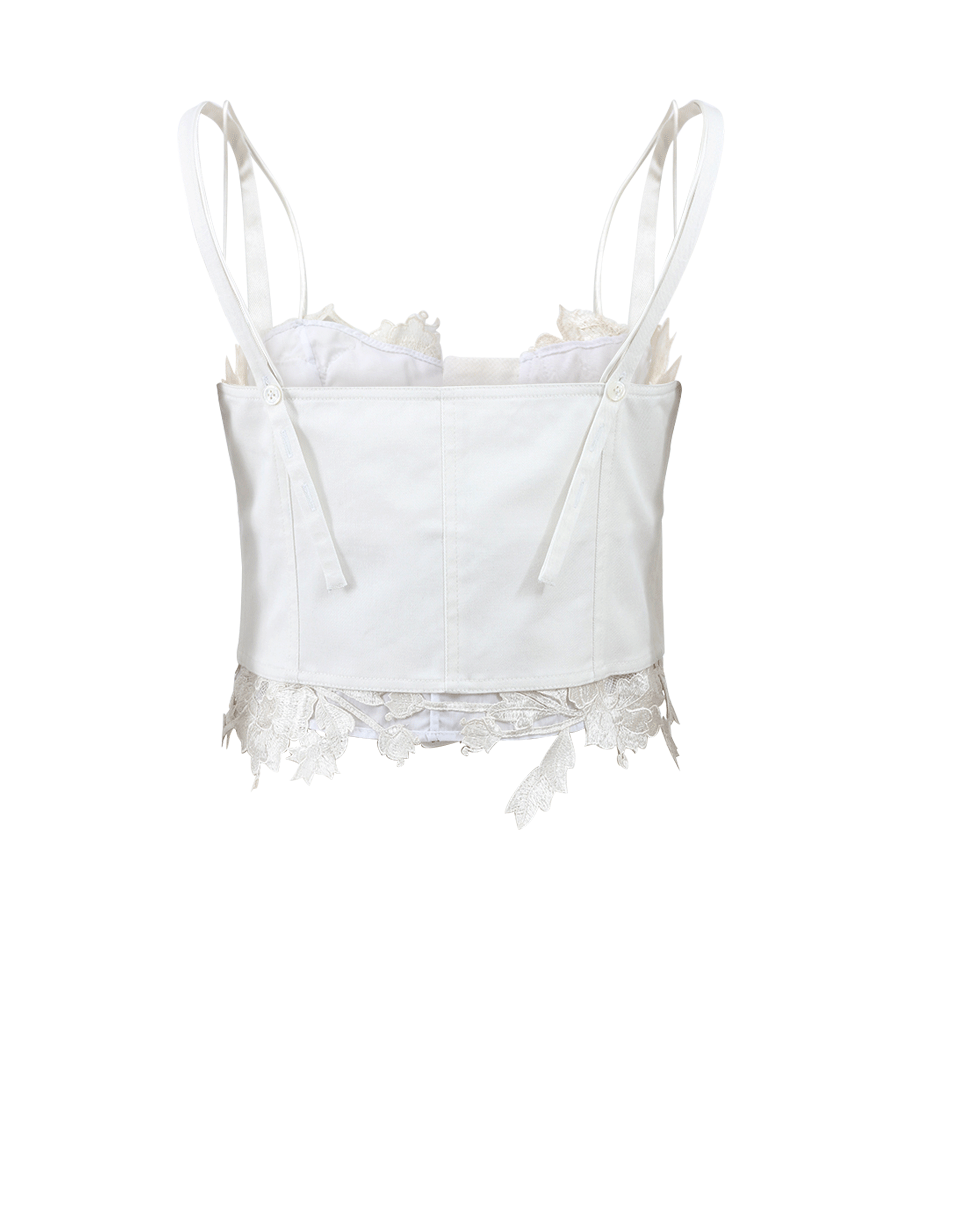 ADAM SELMAN-Chichi Lace Zip Cropped Top-MILK