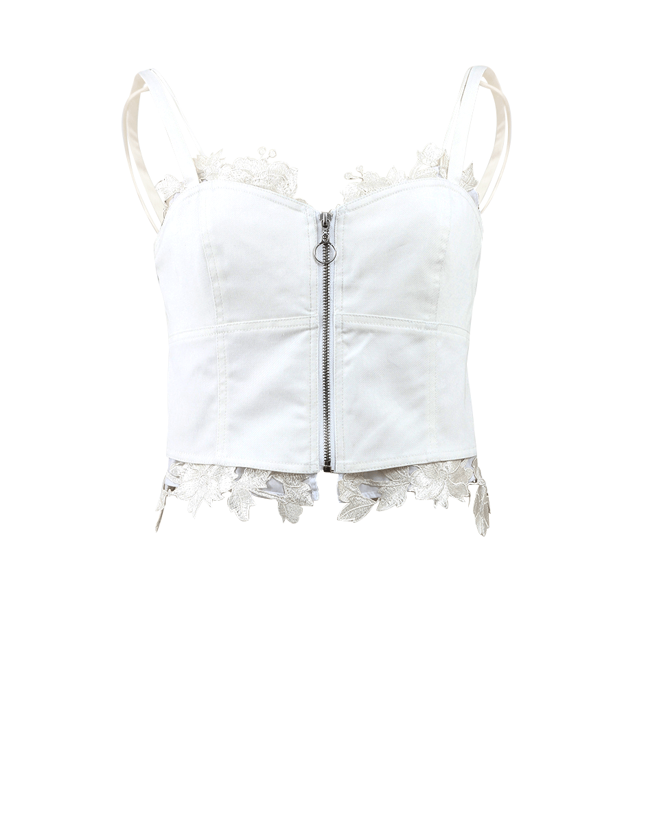 ADAM SELMAN-Chichi Lace Zip Cropped Top-MILK
