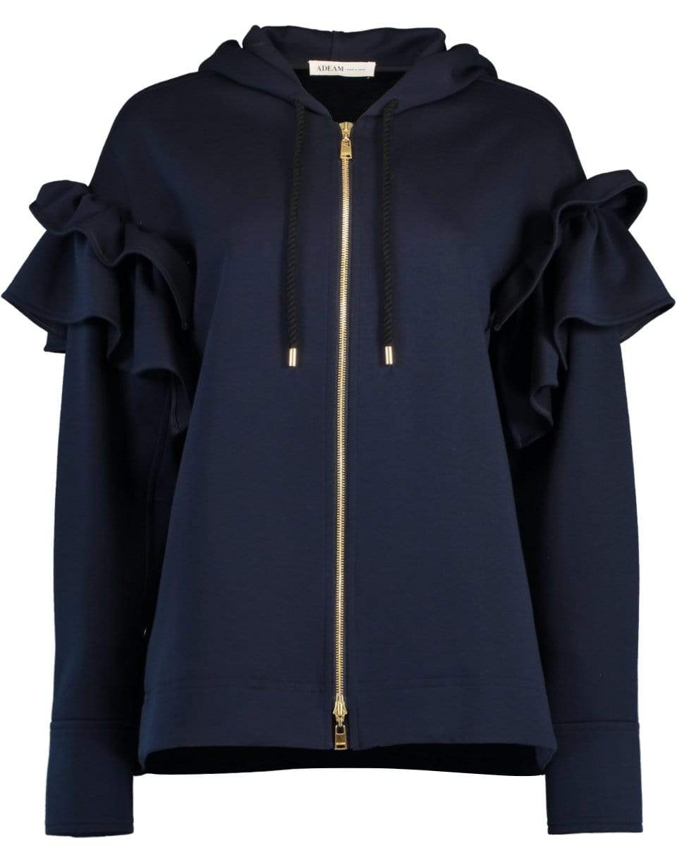 ADEAM-Oversized Zip Ruffle Hoodie-