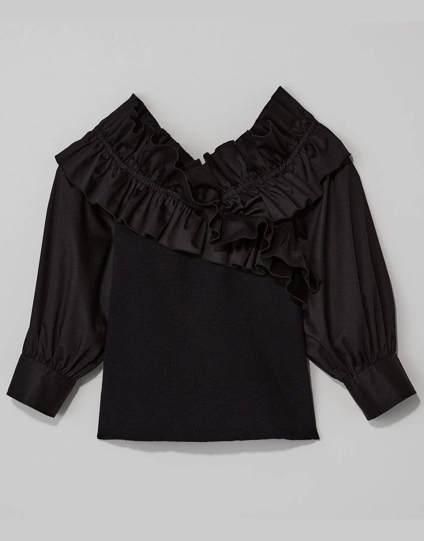 ADEAM-Black Daisy Knit Top-