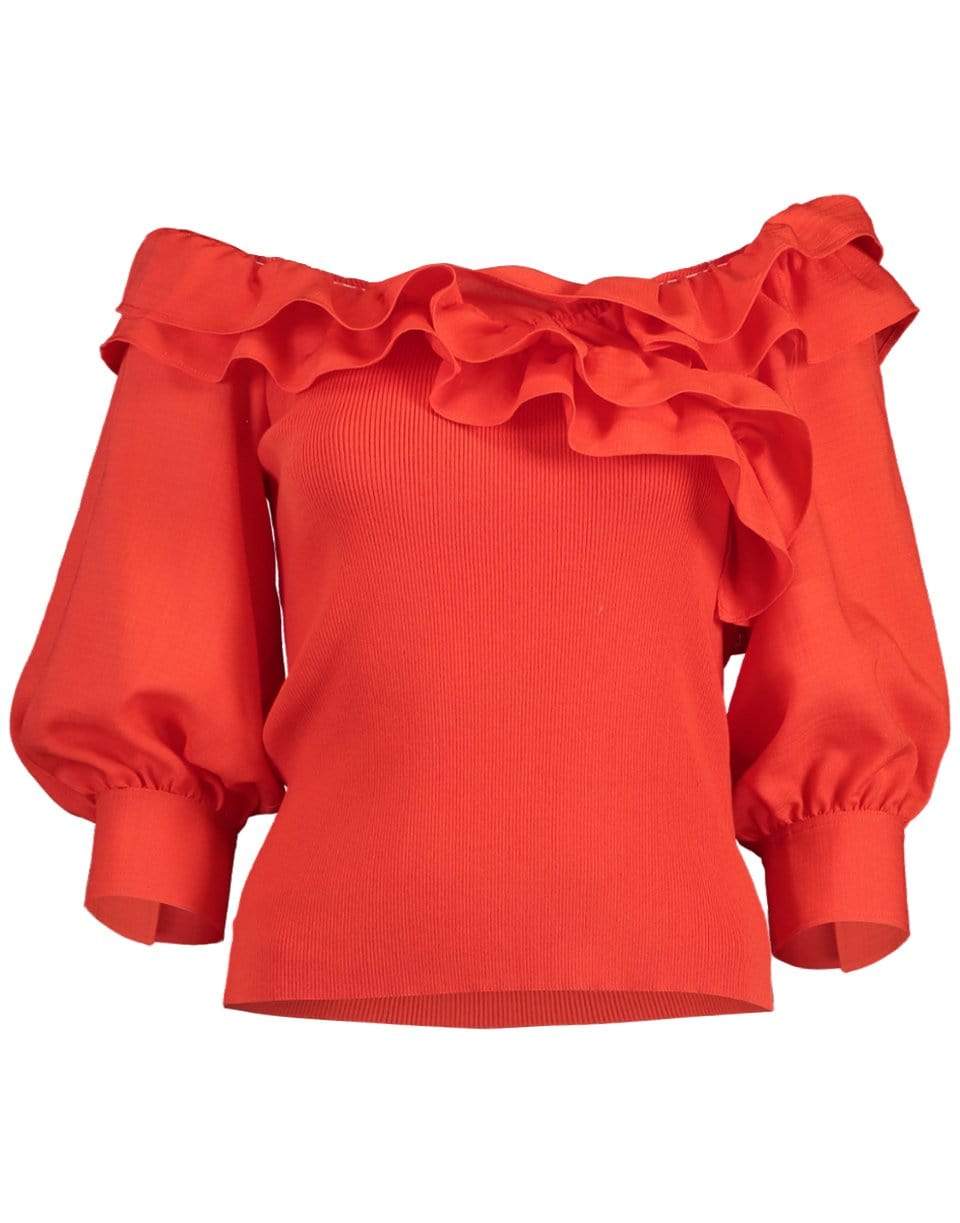 ADEAM-Fiery Red Daisy Knit Top-