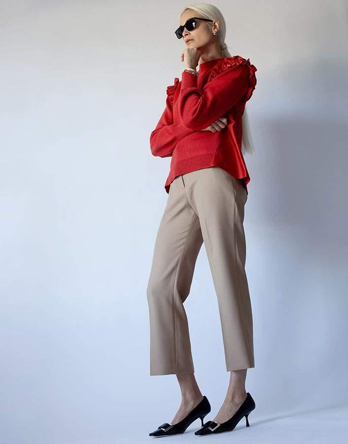ADEAM-Red Ruffle Sweater-