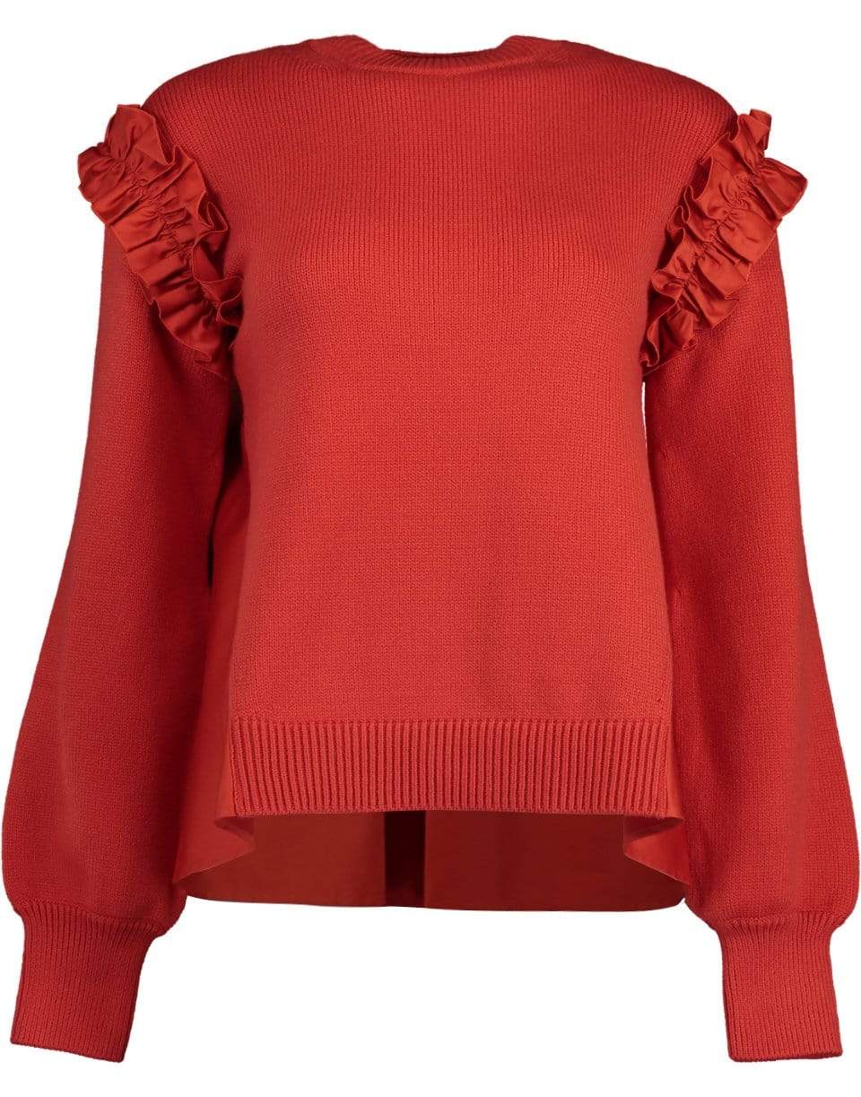 ADEAM-Red Ruffle Sweater-