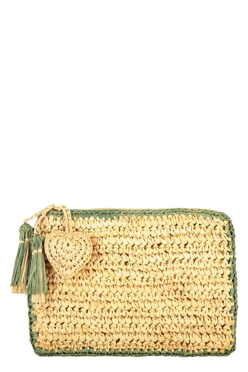 Small Raffia Pouch - Sage-NAT/SAGE-HANDBAGCLUTCHES-AERIN LAUDER