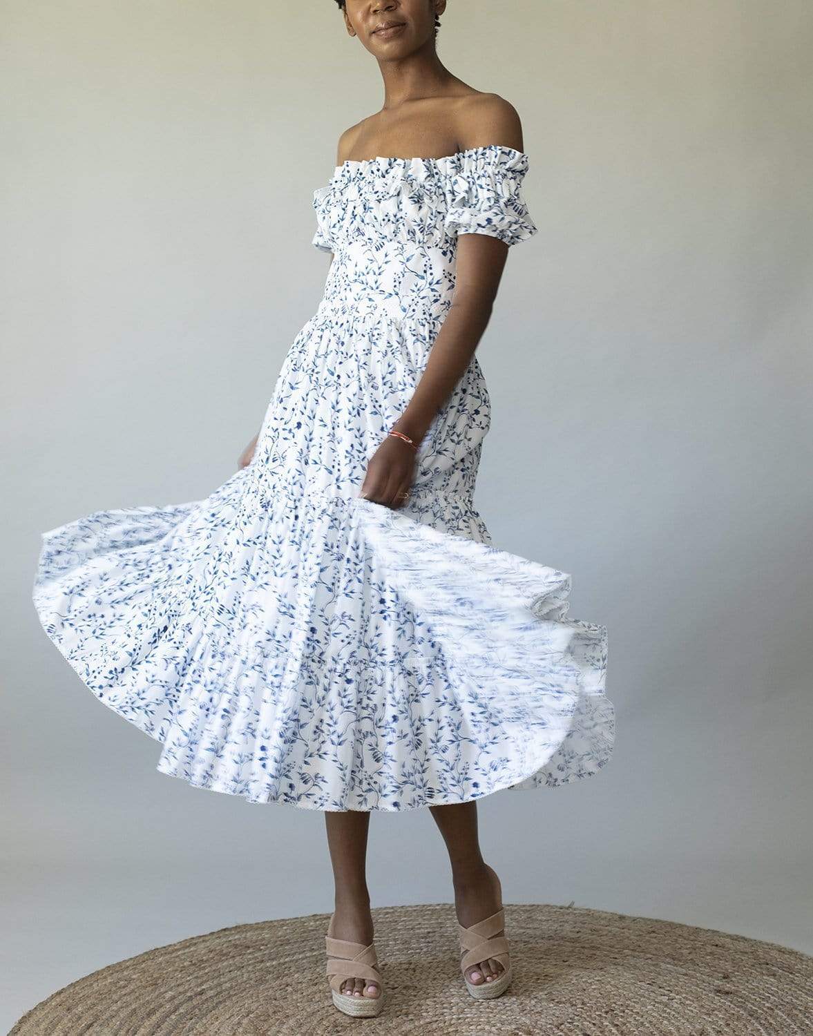 AGUA BY AGUA BENDITA-Banana Off Shoulder Midi Dress-