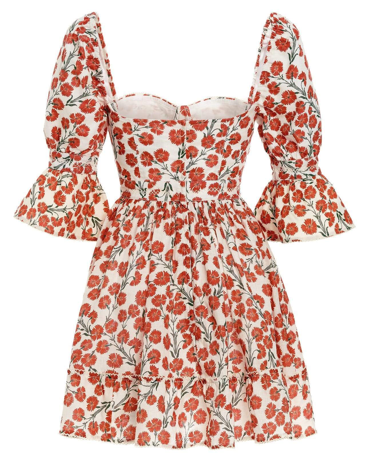 AGUA BY AGUA BENDITA-Cedro Sweetheart-Neck Bermelo Linen Mini Dress-