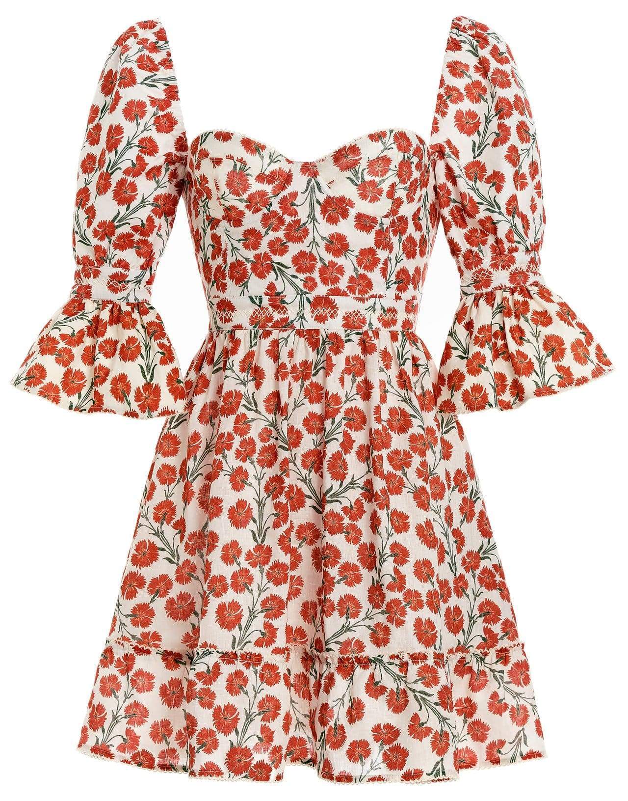AGUA BY AGUA BENDITA-Cedro Sweetheart-Neck Bermelo Linen Mini Dress-