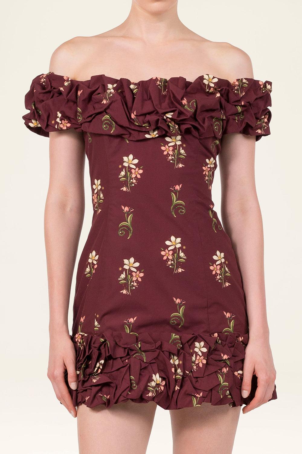 Jardin Mini Dress - Noche-RED-XS-CLOTHINGDRESSCASUAL-AGUA BY AGUA BENDITA
