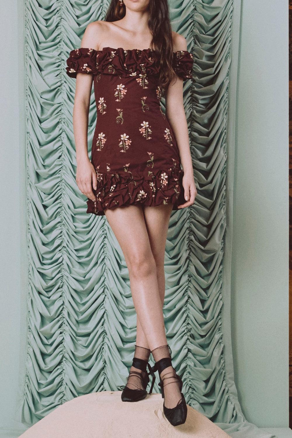 Jardin Mini Dress - Noche-RED-XS-CLOTHINGDRESSCASUAL-AGUA BY AGUA BENDITA