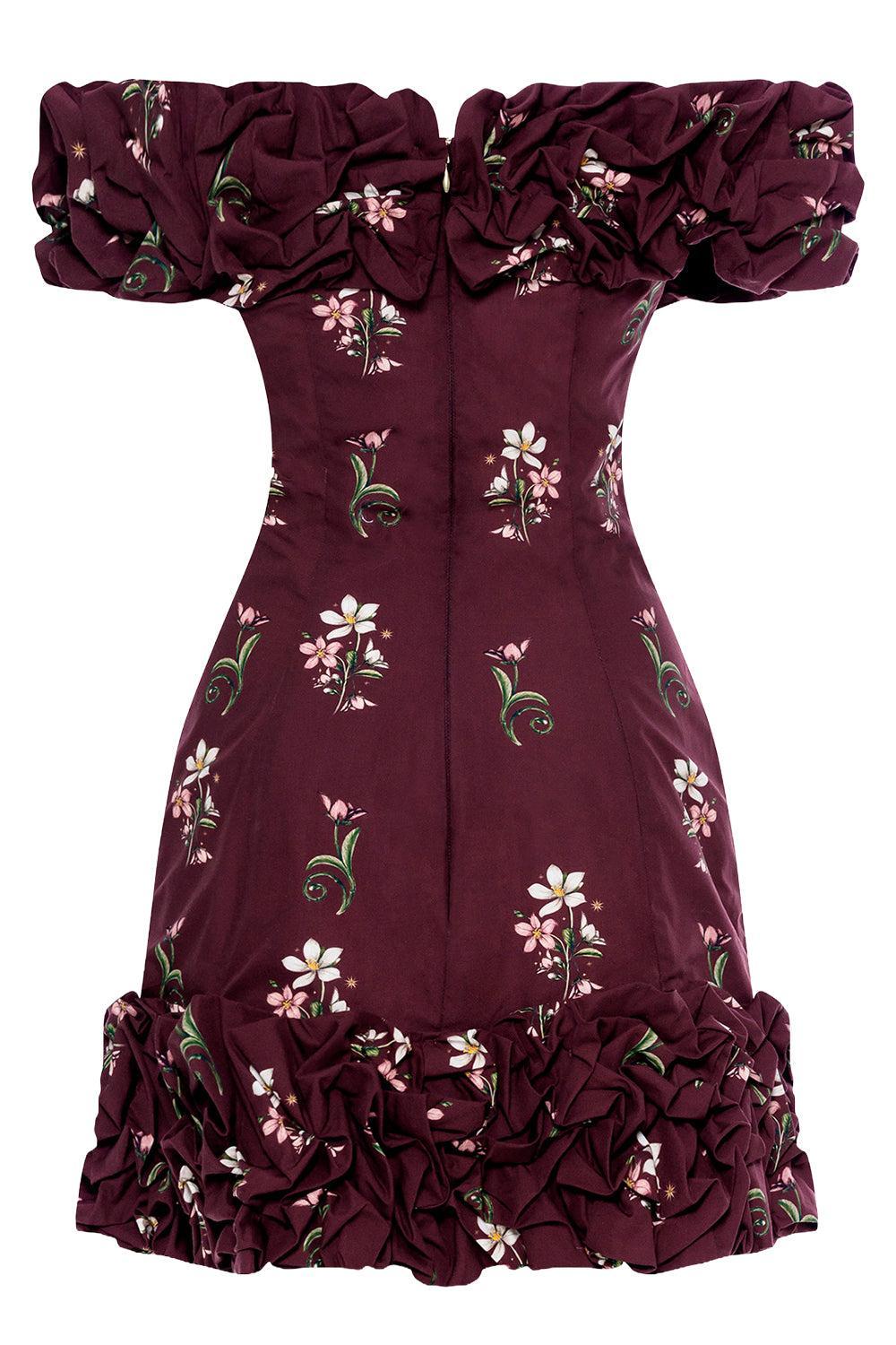 Jardin Mini Dress - Noche-RED-XS-CLOTHINGDRESSCASUAL-AGUA BY AGUA BENDITA