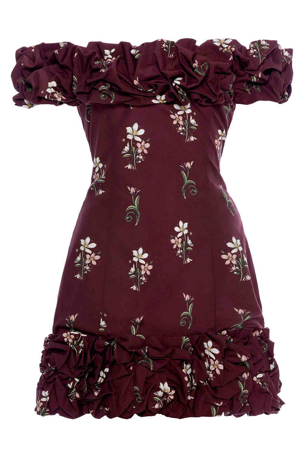 Jardin Mini Dress - Noche-RED-XS-CLOTHINGDRESSCASUAL-AGUA BY AGUA BENDITA