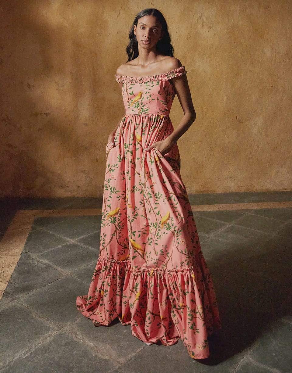 AGUA BY AGUA BENDITA-Achiote Off Shoulder Maxi Dress-