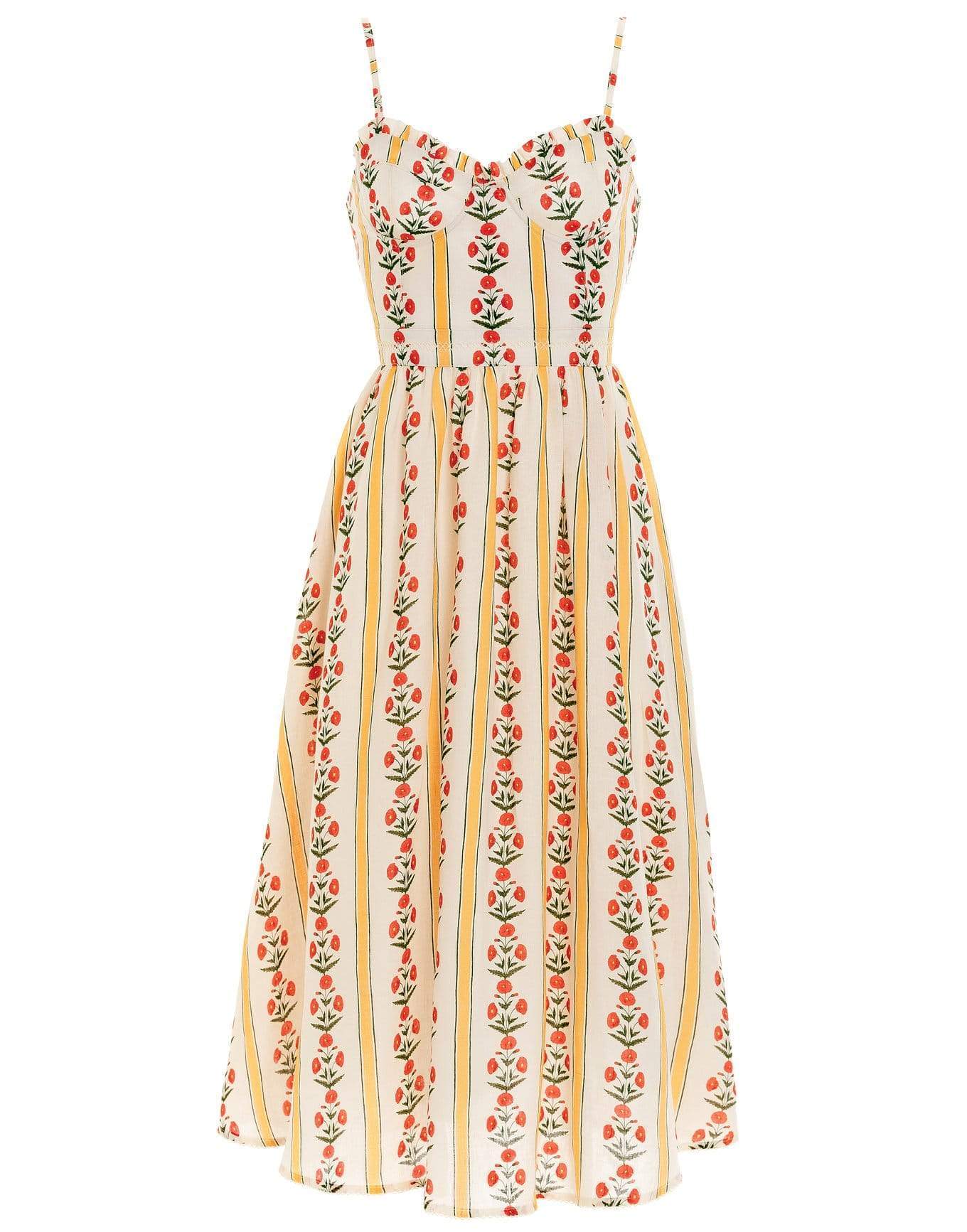 AGUA BY AGUA BENDITA-Acacia Carmina Linen Midi Dress-